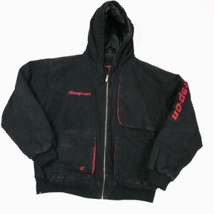 Snap On Y2K Black Red Canvas Limited Edition Zip Up Workwear Jacket Men's XL